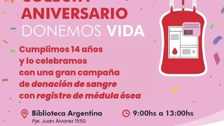 “Donemos Vida” festeja 14 años con un registro de médula ósea y de donación de sangre