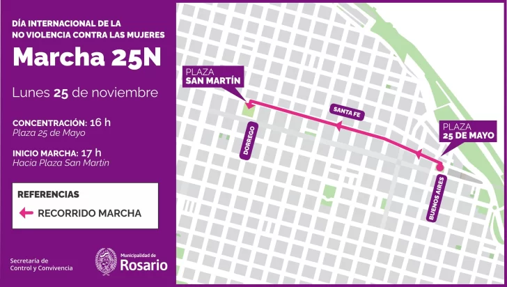 Marcha del 25N: habrá cortes y desvíos de tránsito en el centro rosarino