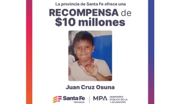 Recompensa: 10 millones a quien aporte datos sobre el asesinato de Juan Cruz Osuna de 13 años